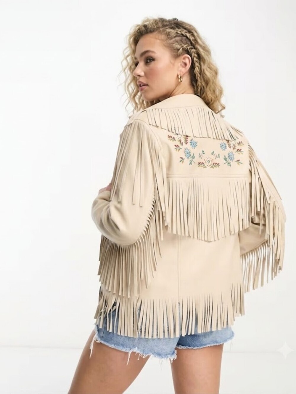 Asos Miss Selfridge Fringe Embroidered Longline Faux Leather Jacket 6